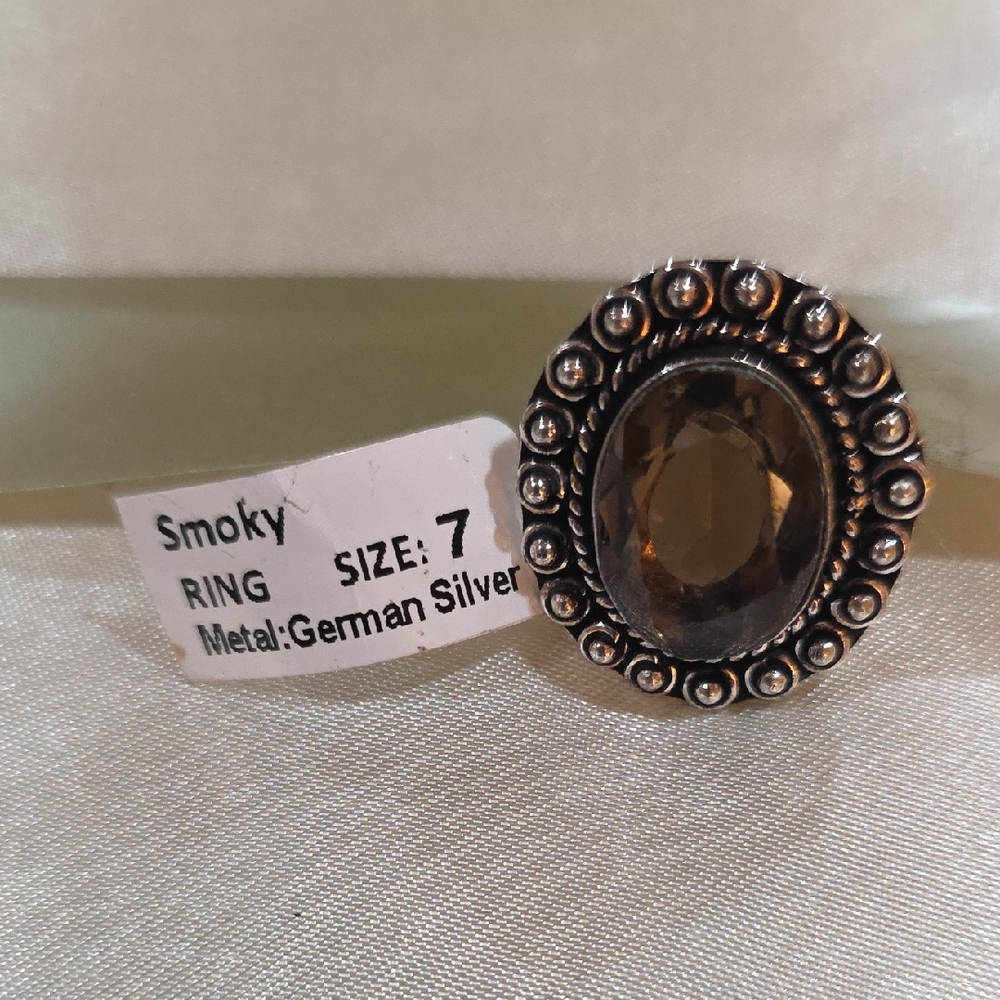 Smoky Quartz German Silver Ring